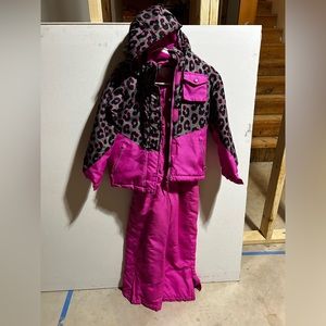 Girls MATCHING Pink Leopard Jacket and Snowpants